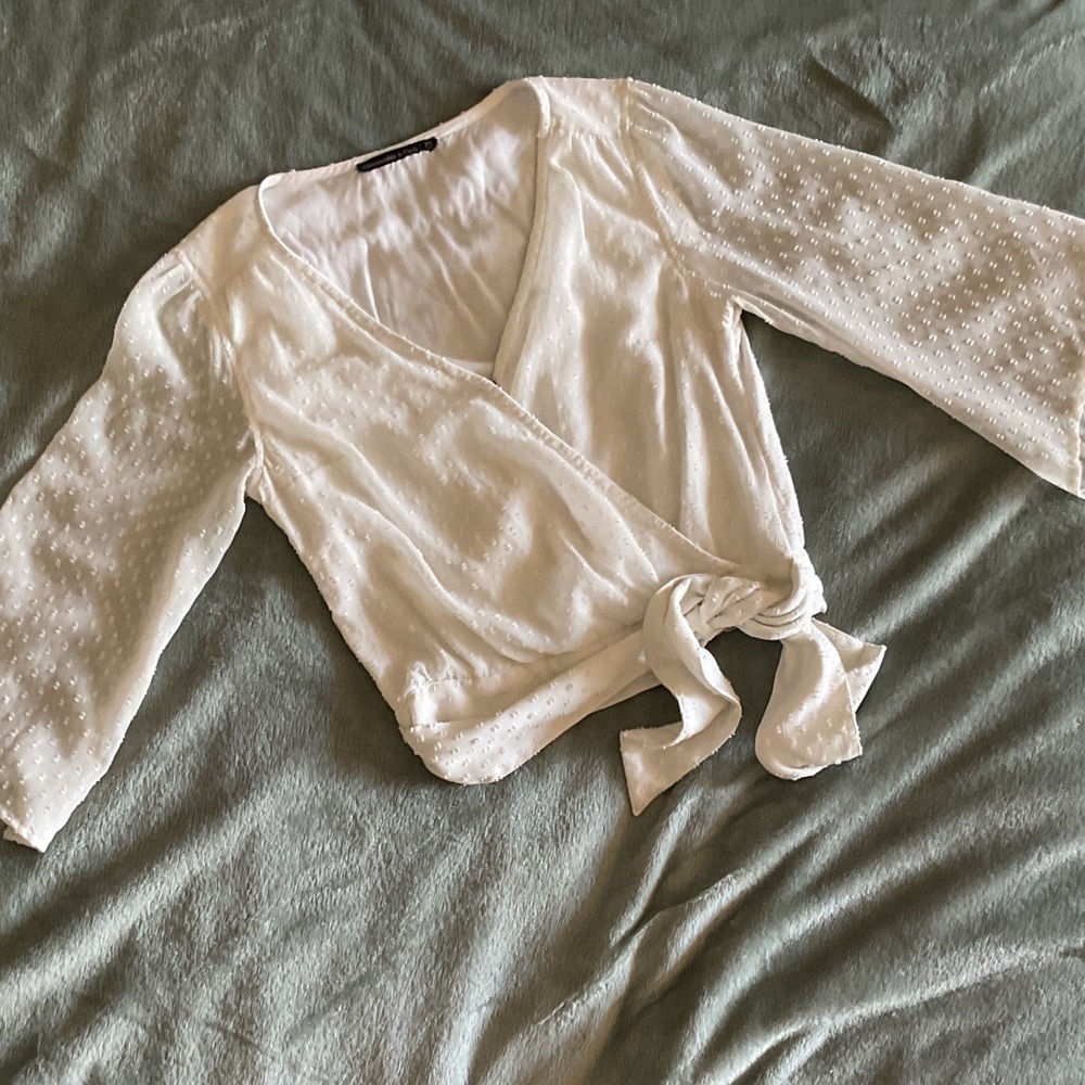 Abercrombie & Fitch White Textured Blouse
